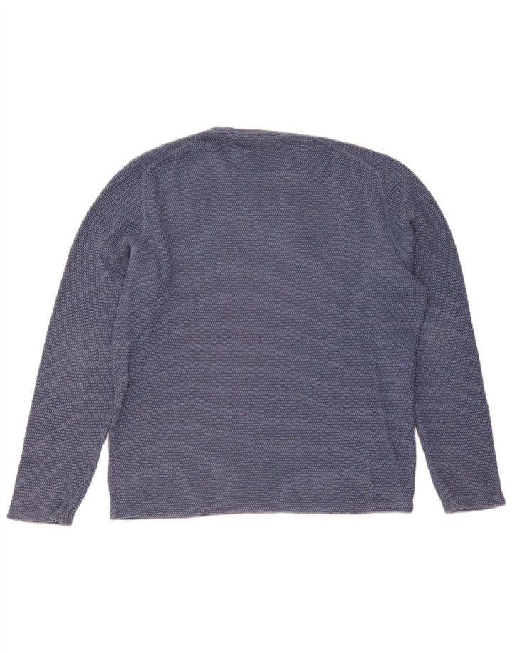 Pulover Massimo Dutti pentru bărbați cu gât roșu, mare, albastru, bumbac