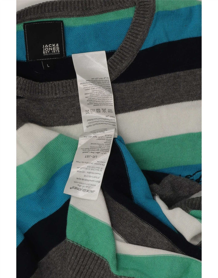 Pulover Jack & Jones pentru bărbați, cu gât crew, cu dungi mari, multicolore