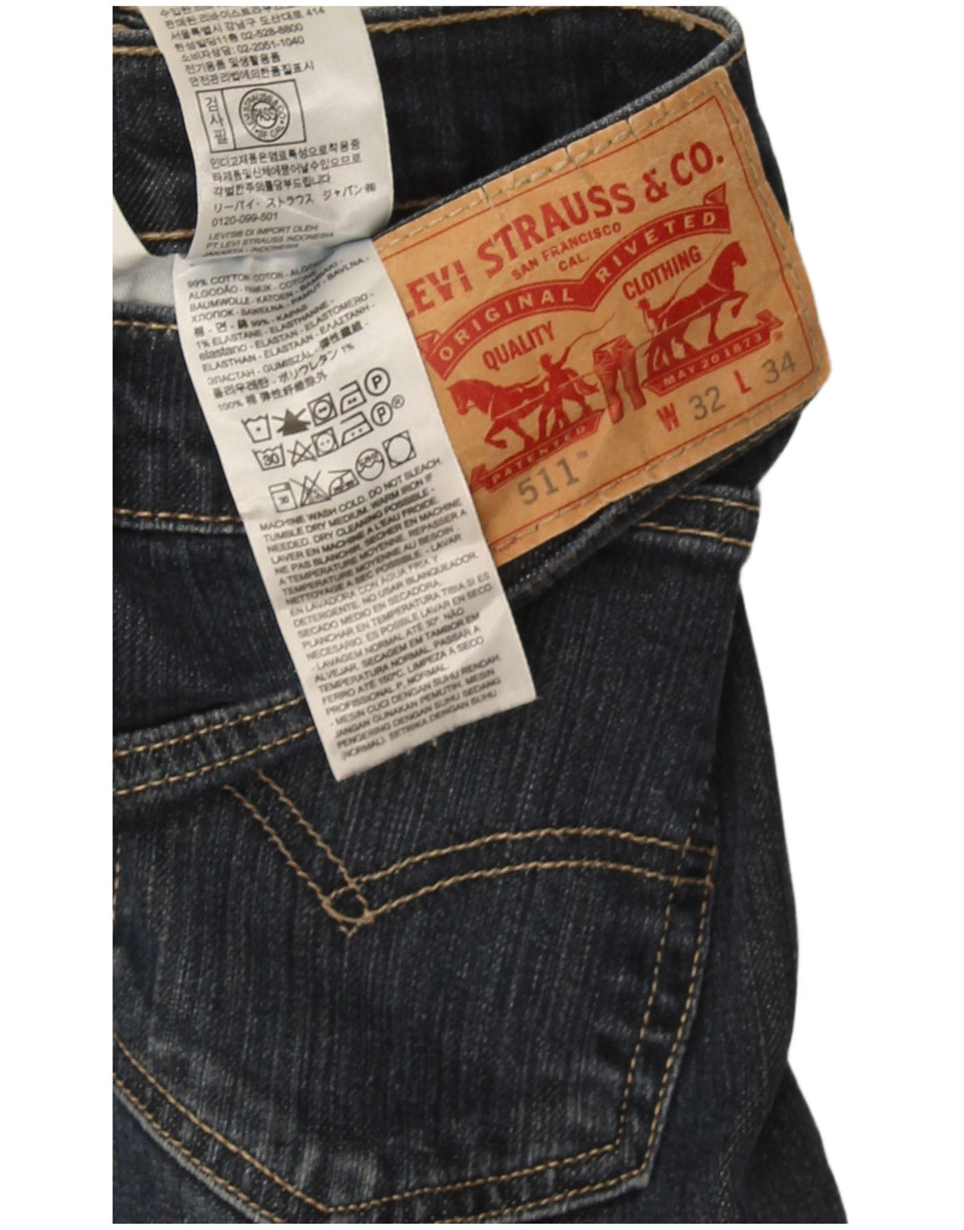 Blugi Levi's 511 Slim pentru bărbați W32 L34 Bumbac bleumarin