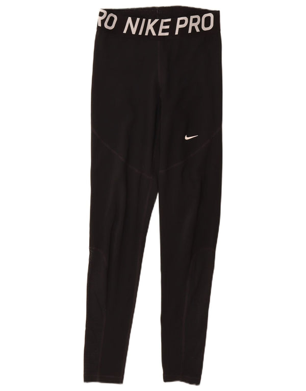 Leggings NIKE Dri Fit Graphic pentru femei UK 12 Poliester mediu negru