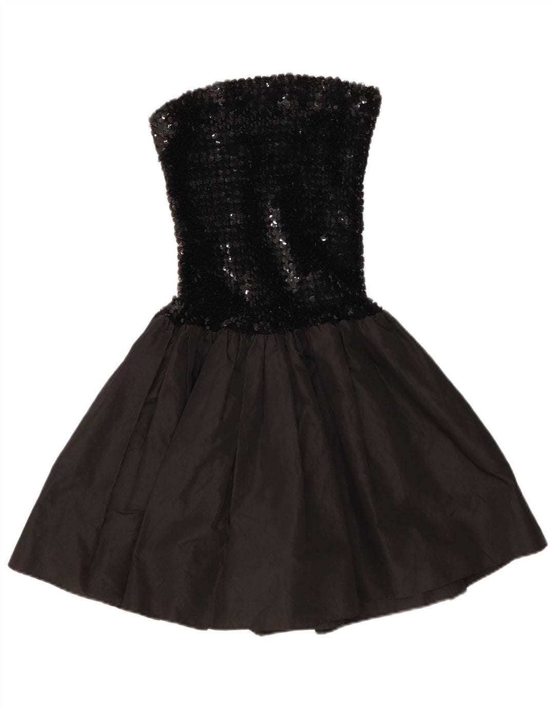 Rochie vintage pentru femei cu paiete fără bretele UK 12 Medium Black Viscose