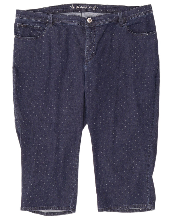 Blugi Capri LEE pentru femei, cu ajustare clasică, US 24 4XL W48 L20, bumbac cu pete albastre