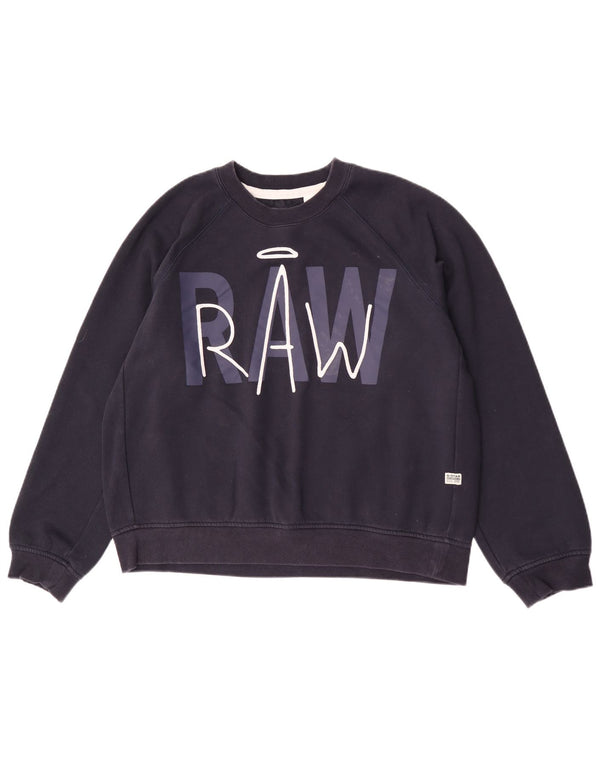 Pulover G-Star pentru femei, cu formă dreaptă, cu grafică, UK 20 2XL, bleumarin