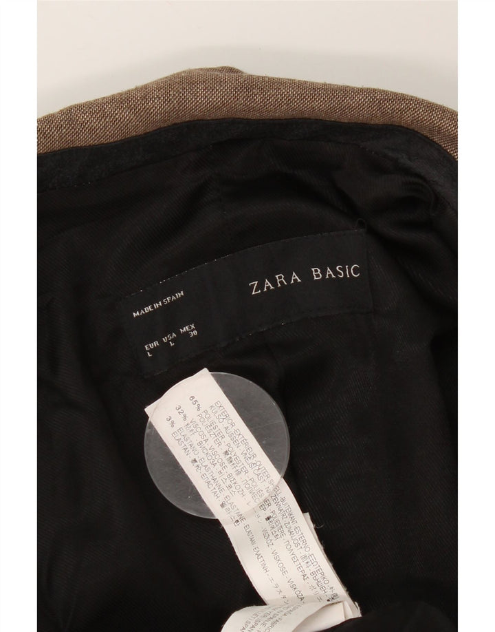 Blazer pentru femei Zara cu 1 nasture UK 14 Poliester maro mare