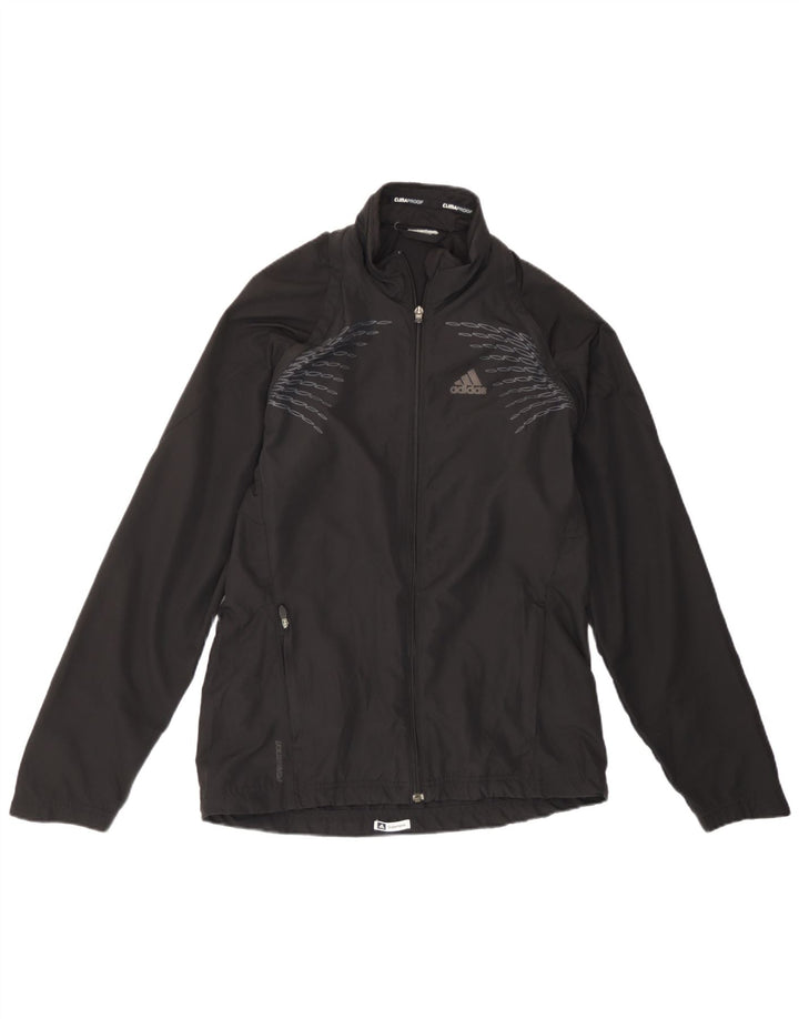 Jachetă de top pentru trening Adidas Clima Proof pentru femei UK 14 Large Black Geometric