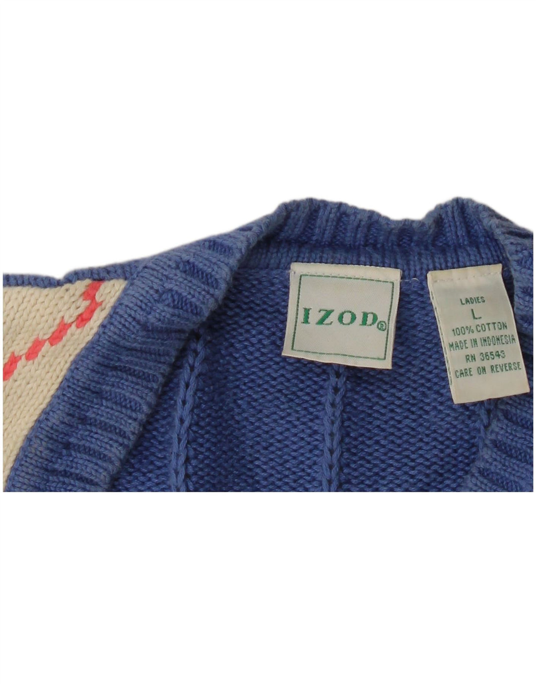 Izod Womens Vest Tank Top UK 16 Large Blue Argyle/Diamond Bumbac