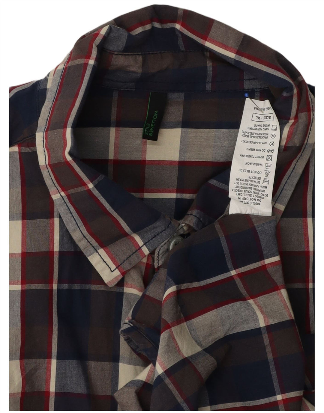 Cămașă pentru bărbați Benetton XL, bumbac cu carouri multicolore