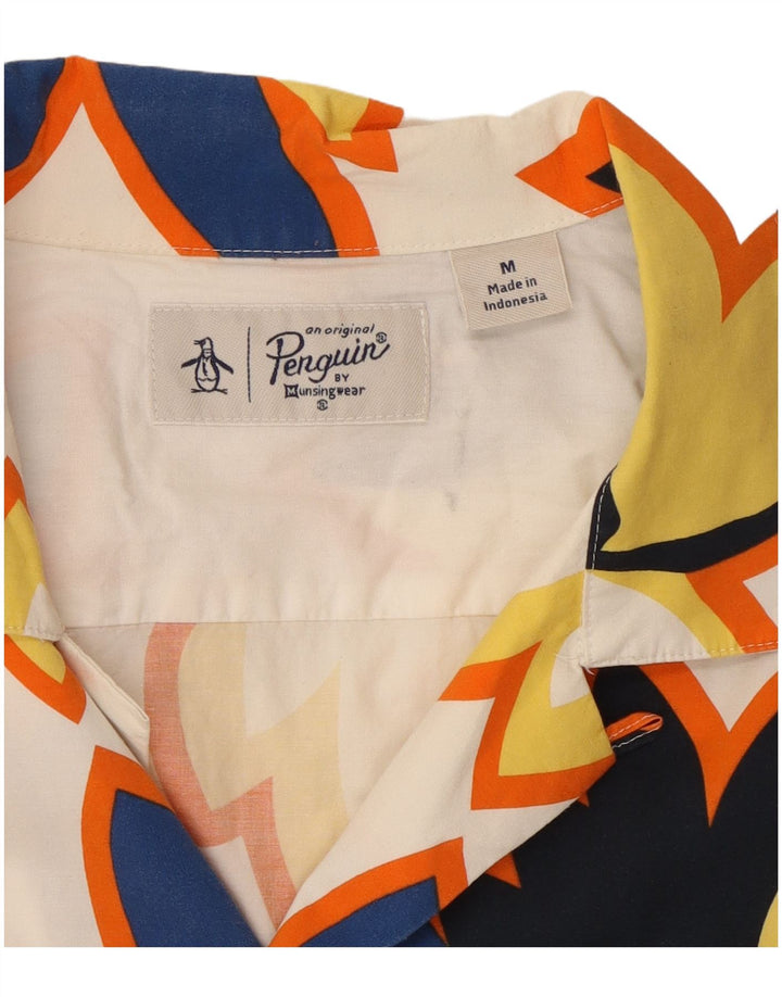 Cămașă cu mânecă scurtă pentru bărbați Penguin, alb, floral, mediu