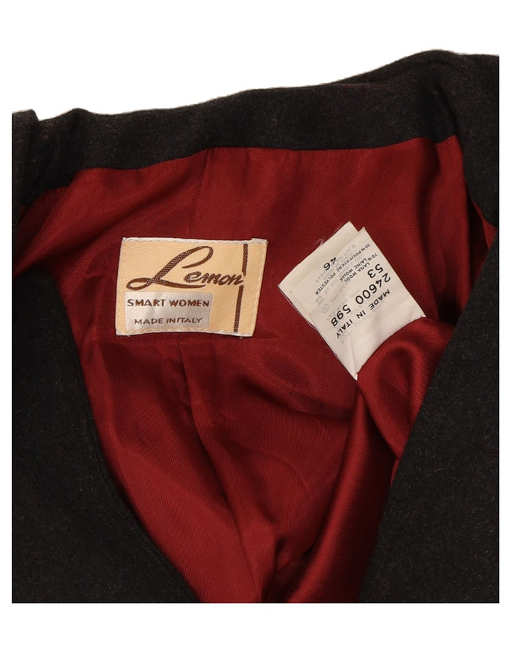 LEMON Womens Hooded Coat IT 46 Large Grey Wool Vintage Lemon and Second-Hand Lemon from Messina Hembry 