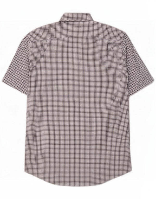 Camasă Lacoste cu mânecă scurtă pentru bărbați, cu tăiere obișnuită Mărimea 43 mare, albastru Gingham