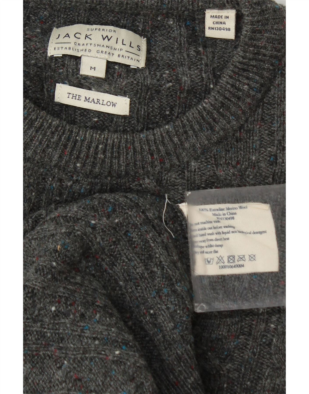 Pulover Jack Wills pentru bărbați The Marlow cu gât crew pete, gri mediu