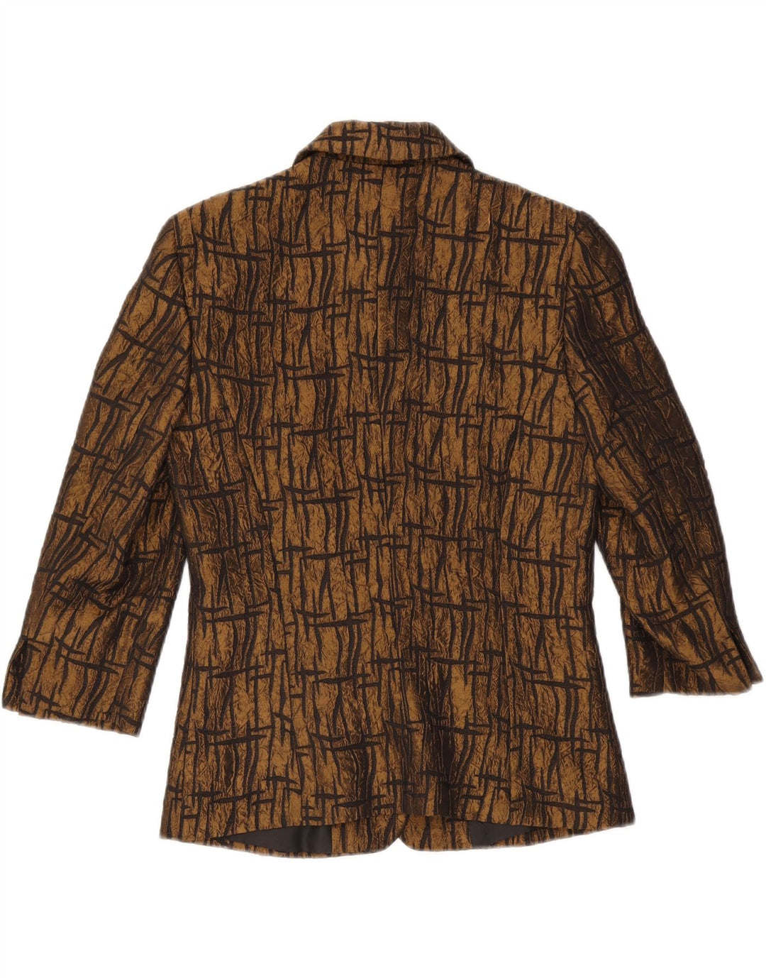 Jachetă pentru femei VINTAGE cu mâneci 3/4, UK 10, maro, geometrică