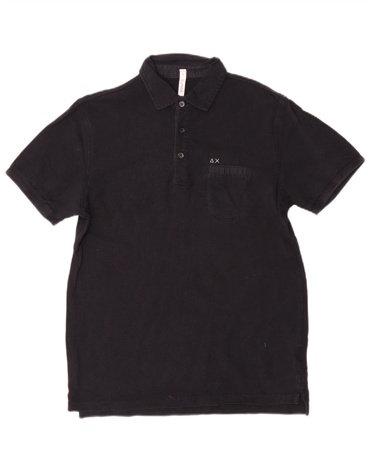 Tricou polo Sun68 pentru bărbați, bumbac mediu negru