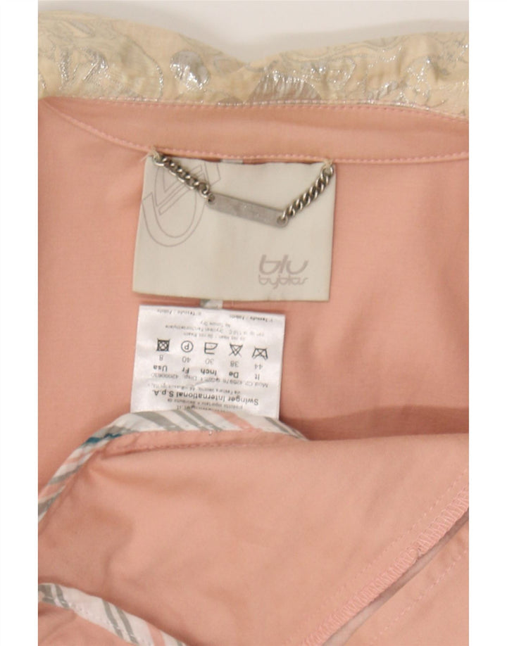 BYBLOS Womens 1 Button Blazer Jacket US 8 Medium Pink Colourblock Cotton Vintage Byblos and Second-Hand Byblos from Messina Hembry 
