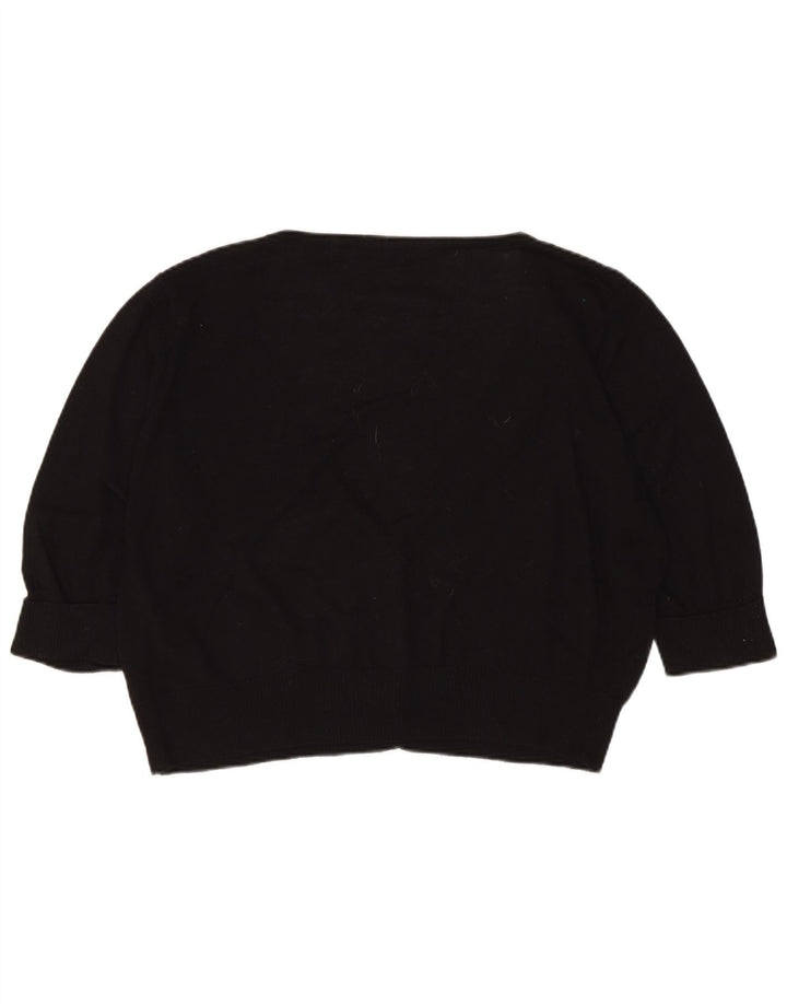 MARKS & SPENCER Pulover cardigan cu mâneci 3/4 pentru femei UK 18 XL Negru