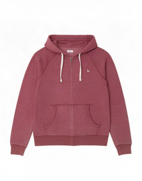 Jack Wills Womens Oversized Zip Hoodie Sweater UK 6 XS Burgundy Polyester