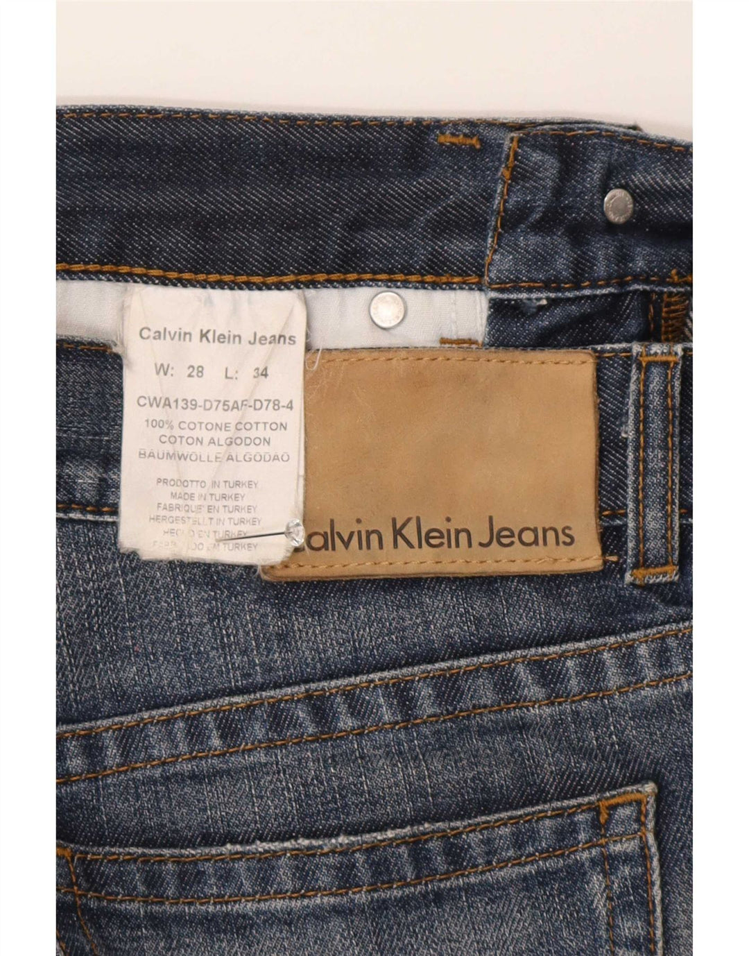 Calvin Klein Blugi drepti pentru bărbați W28 L30 Bumbac albastru