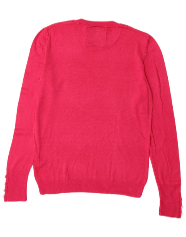 Pulover Superdry pentru femei cu decolteu triplu UK 10 mic roz viscoză