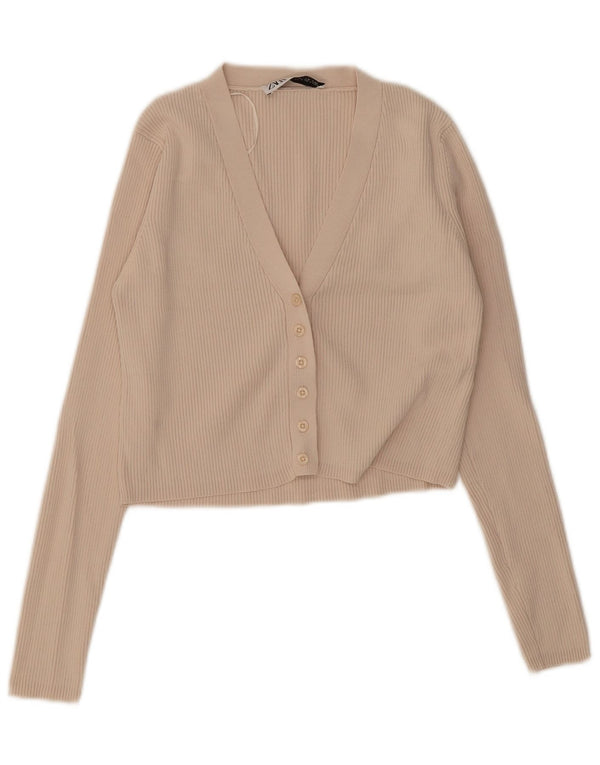 Top cardigan pentru femei Zara UK 12 Medium Beige Viscose