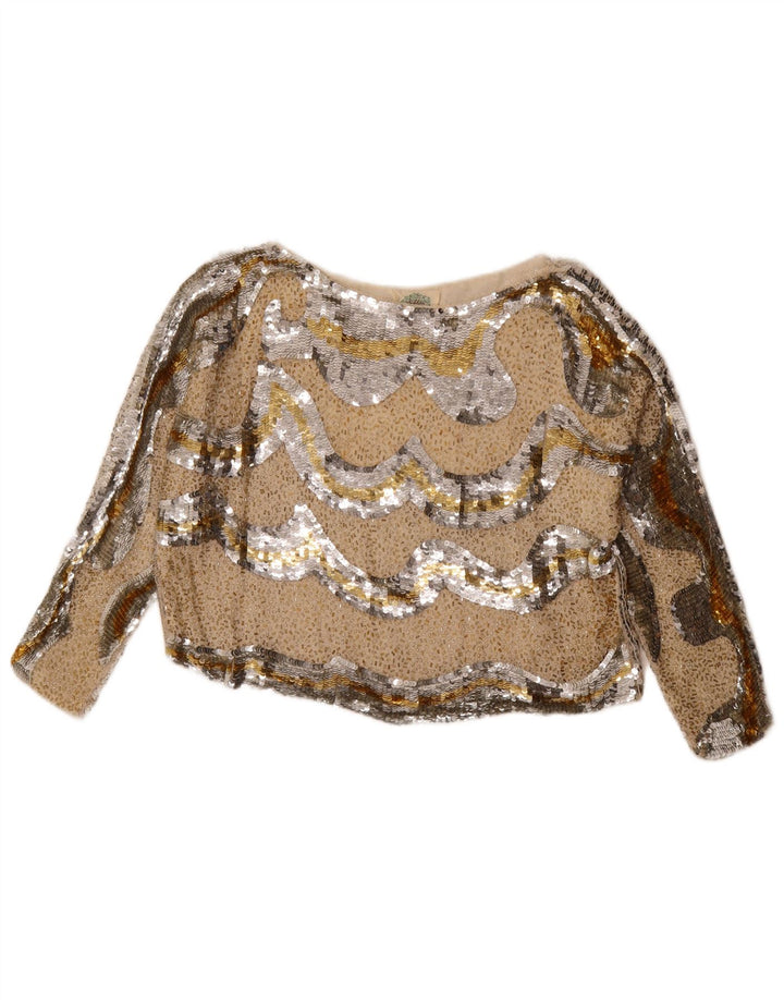 Top crop oversize pentru femei Niki Line, cu model abstract, UK 14 Medium Silver