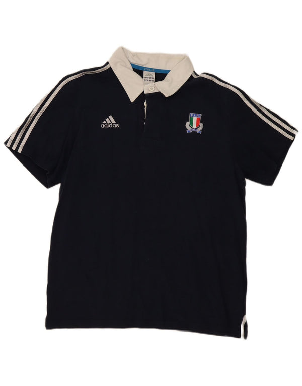 Tricou polo Adidas pentru bărbați Italia XL, albastru bleumarin, bumbac color bloc