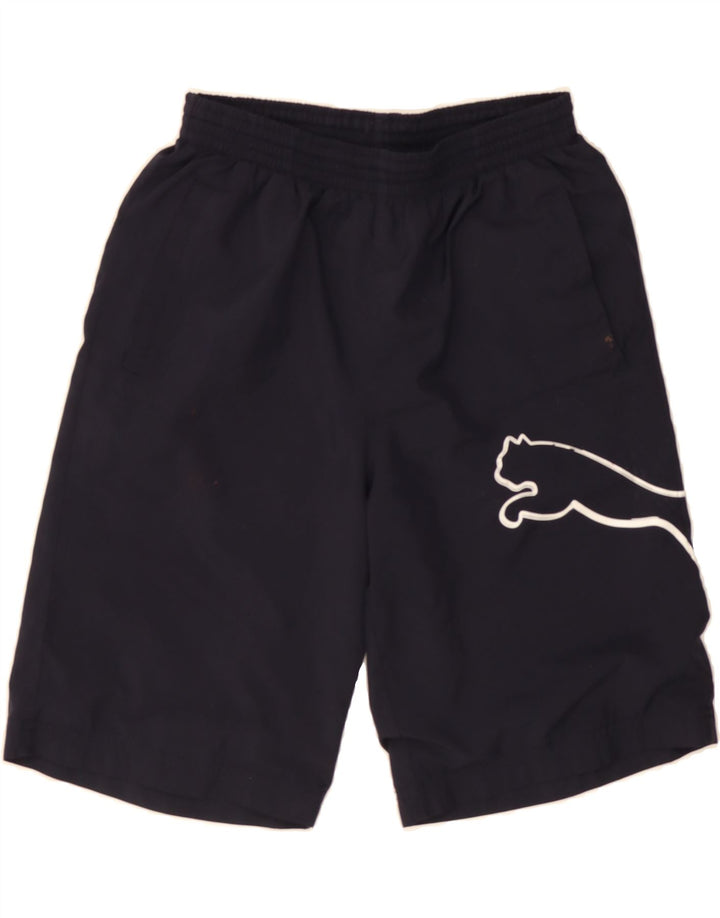 PUMA Boys Sport Shorts 13-14 Years Navy Blue Polyester Vintage Puma and Second-Hand Puma from Messina Hembry 