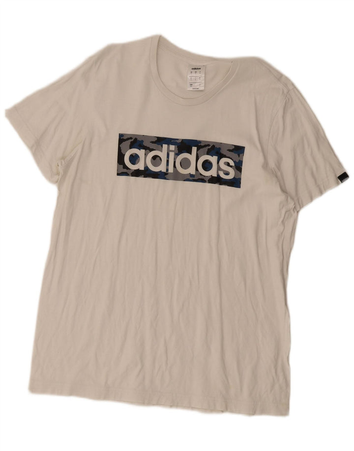Tricou grafic pentru bărbați Adidas Top Mediu Alb