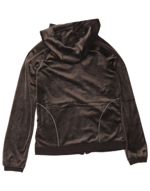 Pulover pentru femei Adidas Velour Zip Hoodie UK 12 Medium Gri Poliester