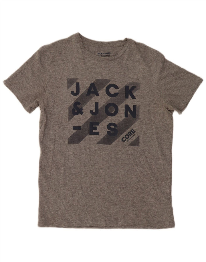 Tricou grafic Jack & Jones pentru bărbați Top din bumbac gri mediu