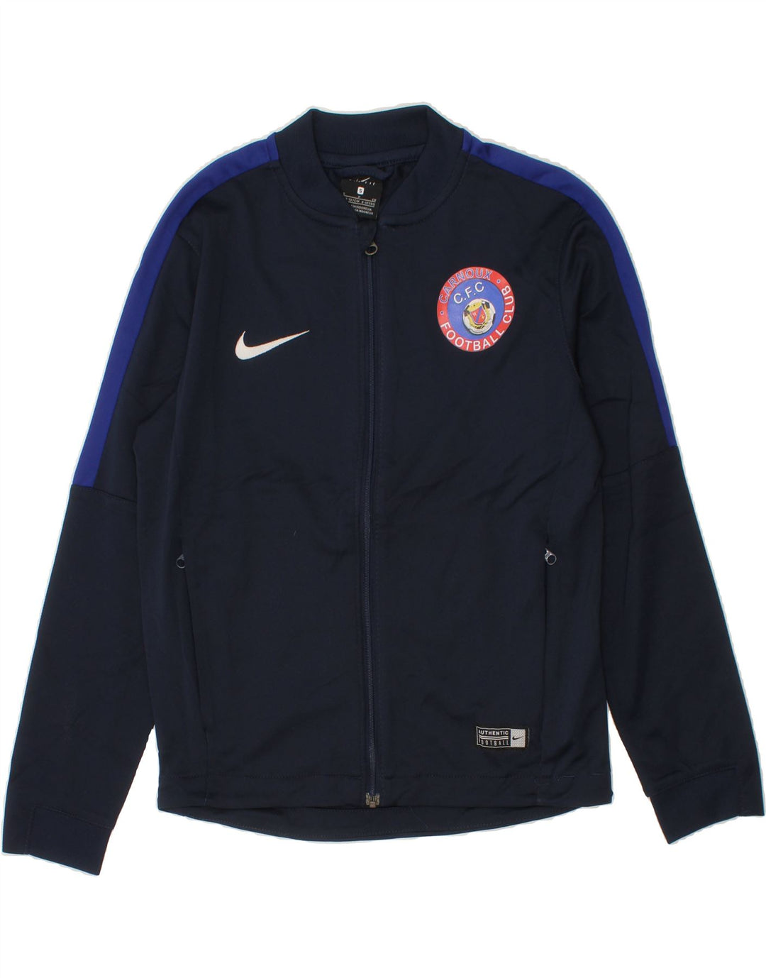 NIKE Boys Dri Fit Tracksuit Top Jacket 8-9 Years Small Navy Blue Polyester Vintage Nike and Second-Hand Nike from Messina Hembry 