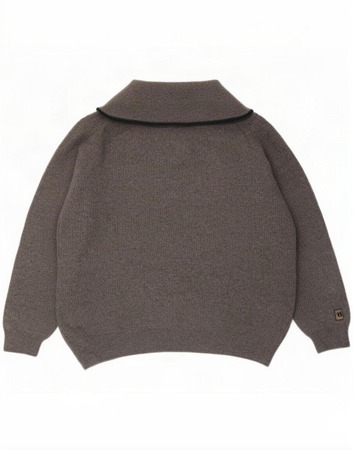 Massimo Dutti Pulover cu gât polo pentru bărbați, lână mare, gri