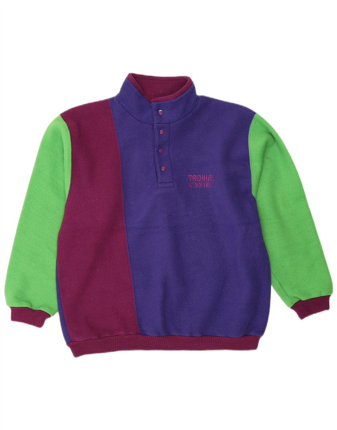 Pulover vintage pentru bărbați, cu gât cu nasturi, fleece, mic, multicolor