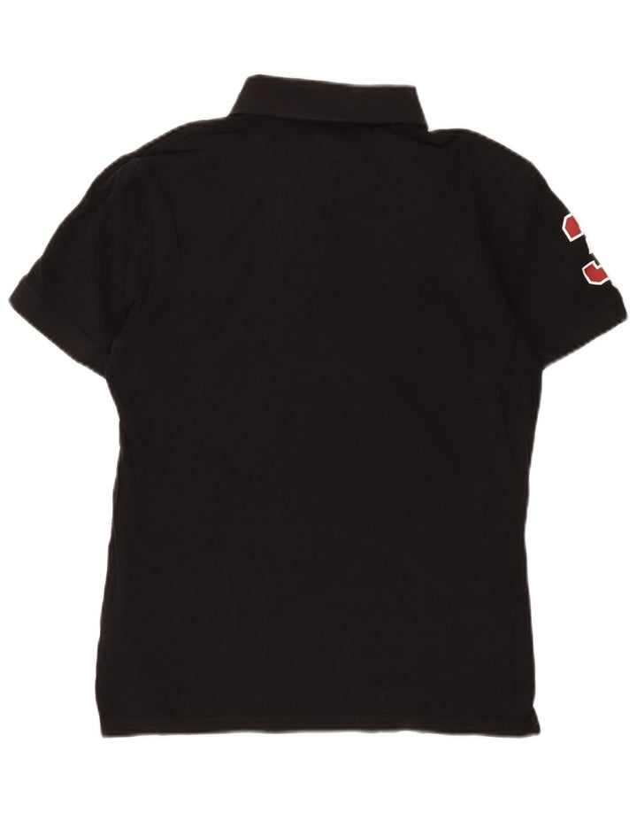 Tricou polo cu grafică pentru bărbați, bumbac negru mic