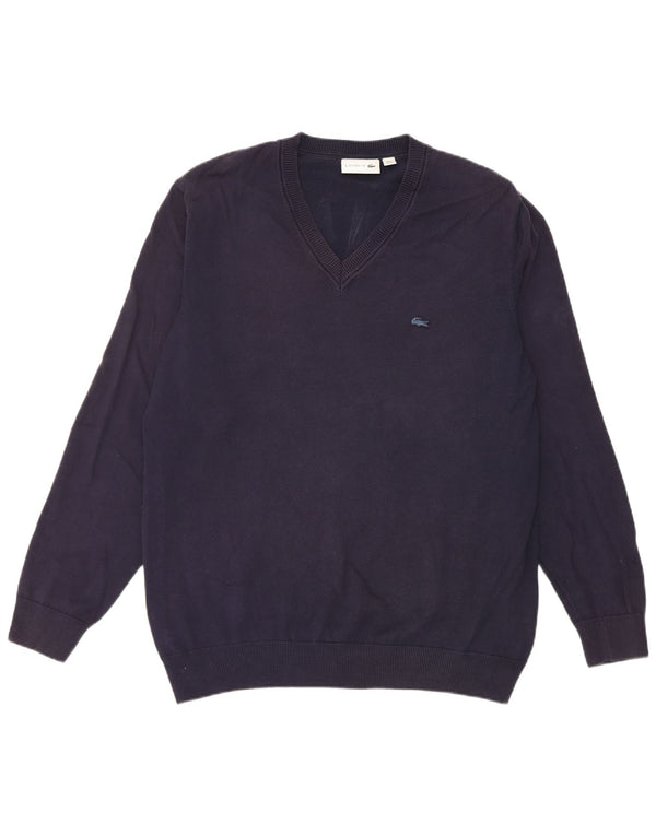 Pulover pentru bărbați Lacoste cu decolteu în V, mărime 6 XL, bumbac bleumarin