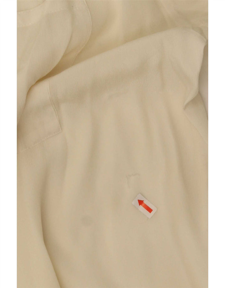 Bluză de cămașă supradimensionată pentru femei vintage UK 20 2XL din mătase alb