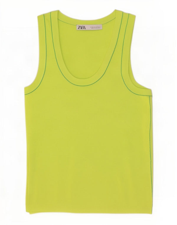 Top cu vestă pentru femei Zara UK 4 XS, verde, viscoză