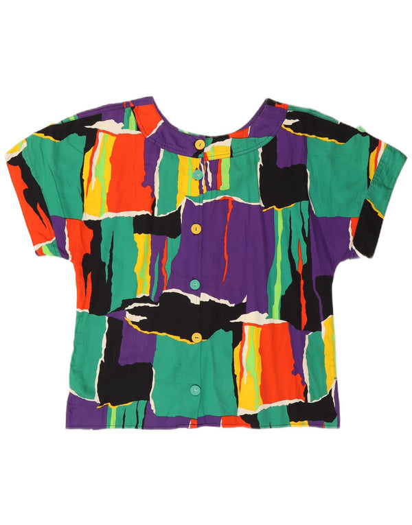 Bluză de cămașă vintage pentru femei UK 16, mare, multicoloră