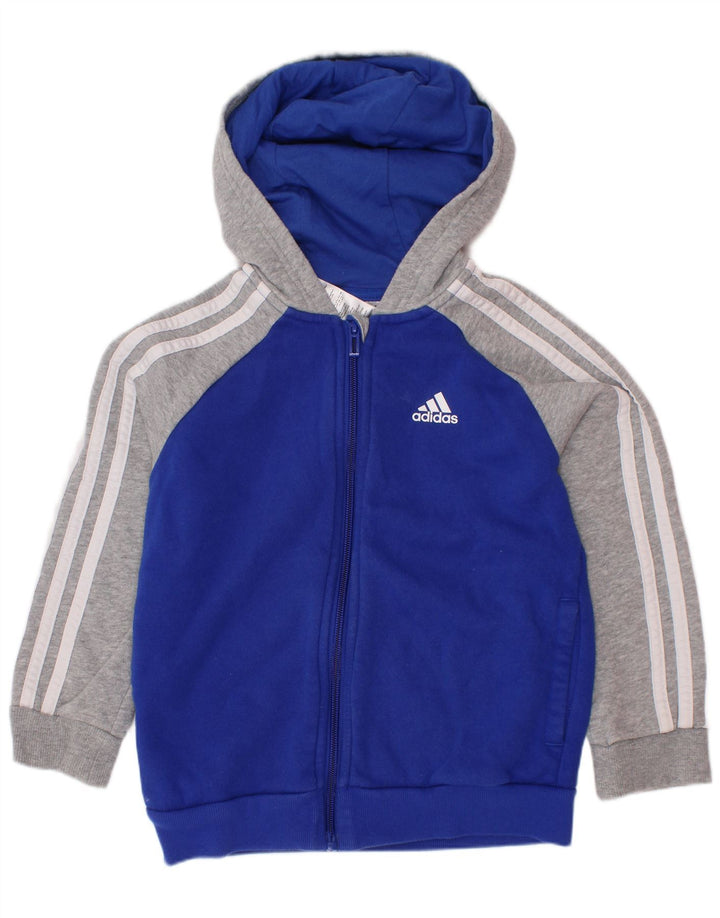 Pulover ADIDAS pentru băieți, cu fermoar, 6-7 ani, albastru, bumbac color bloc