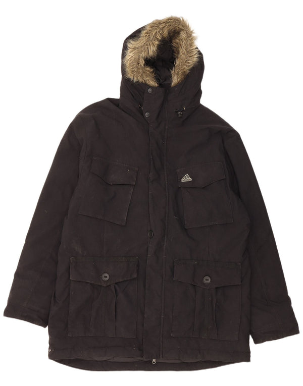 Palton căptușit cu glugă Adidas pentru bărbați UK 40, mare, negru, nailon