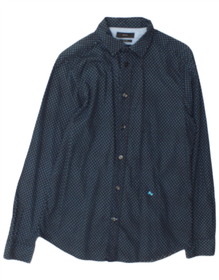 Cămașă pentru bărbați Diesel Slim Fit, bumbac cu pete, albastru marin mediu