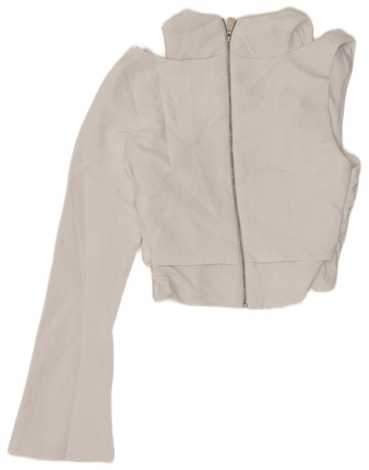 Top Crop pentru un umăr pentru femei Zara UK 4 XS Poliester alb