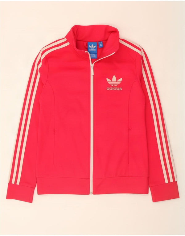 Jachetă de top pentru trening Adidas pentru femei UK 12, bumbac roz mediu
