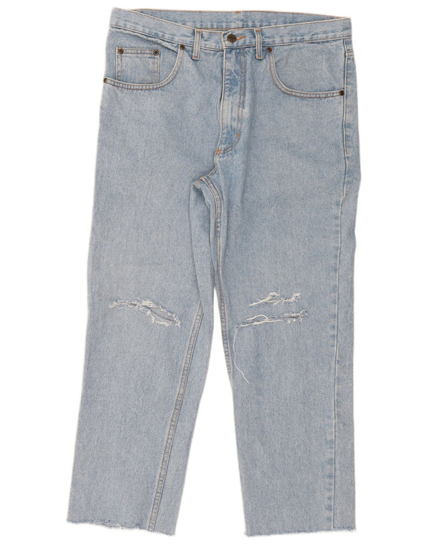 Blugi drepți distressed vintage pentru bărbați IT 52 XL W36 L27 Bumbac albastru