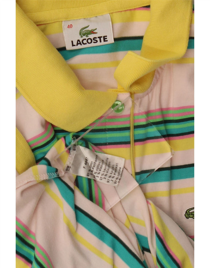 Tricou polo LACOSTE pentru dama, marimea 40, bumbac cu dungi multicolore medii