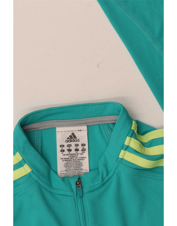 Adidas pentru femei, cu fermoar, gât, pulover, trening Top UK 14 Medium Turcoaz