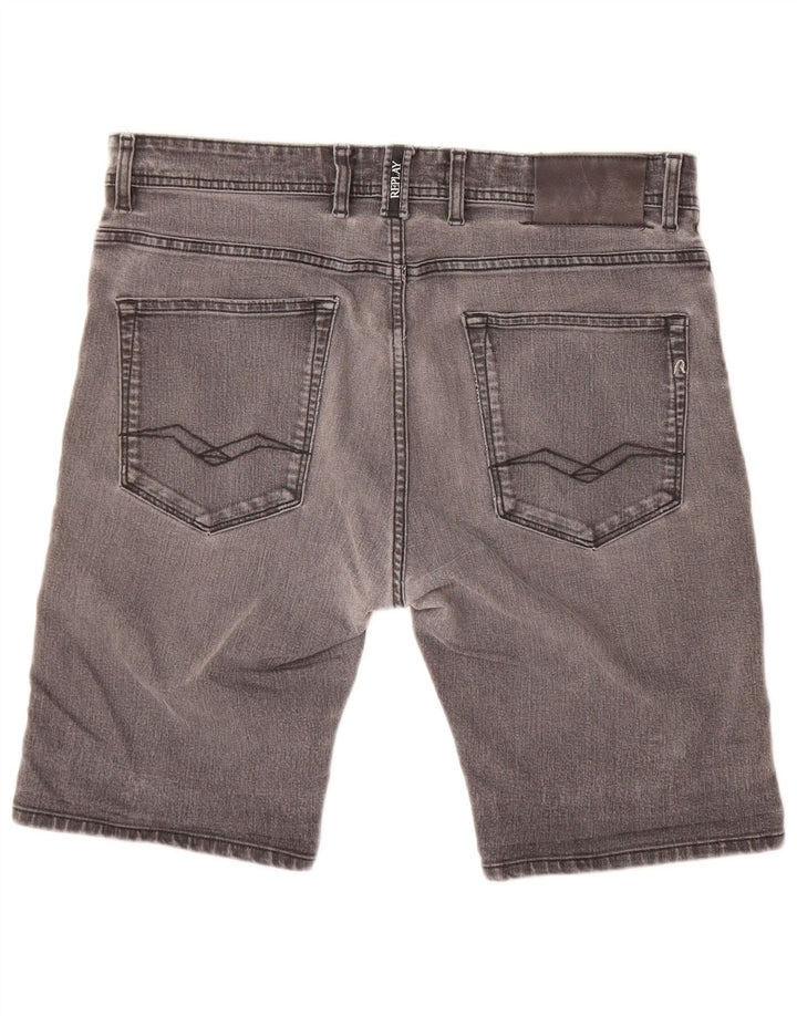 Pantaloni scurți din denim pentru bărbați REPLAY W34, bumbac gri mare