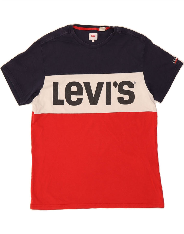 LEVI'S Mens Graphic T-Shirt Top Medium Multicoloured Colourblock Cotton Vintage Levi's and Second-Hand Levi's from Messina Hembry 