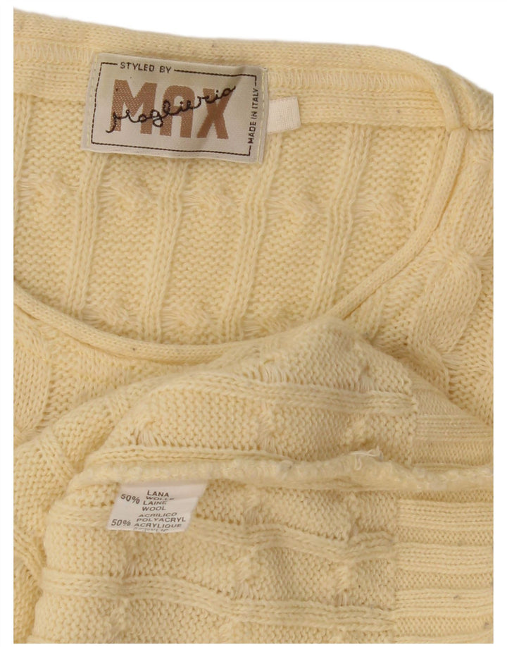 MAGLIERIA Pulover pentru bărbați cu gât roșu din lână galbenă medie