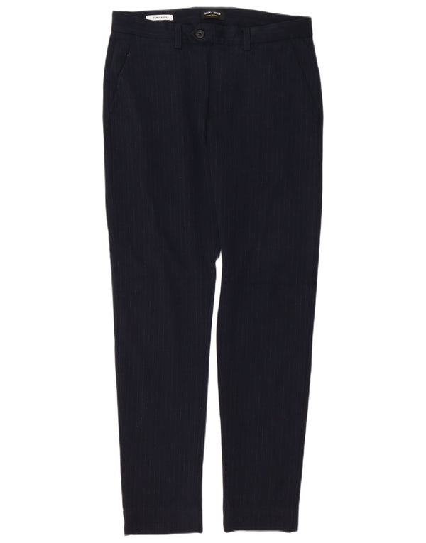 Pantaloni de costum Jack & Jones Marco slim pentru bărbați L31 L32 bleumarin cu dungi