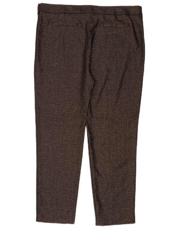 Pantaloni casual subțiri M&Co pentru femei, cu model abstract, UK 14 Large W35 L29 Negru